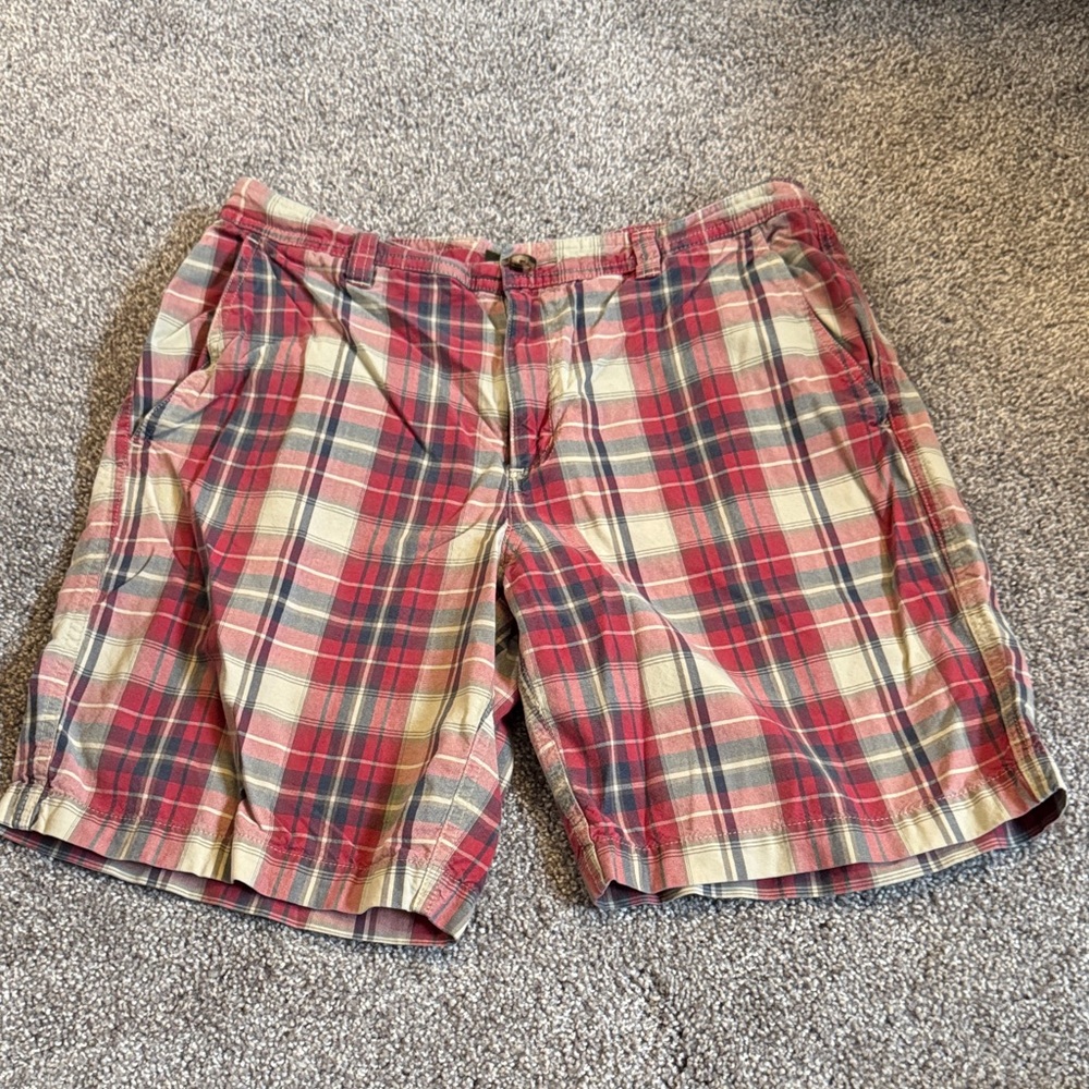 Eddie Bauer Men's Plaid Flat Front Shorts in plaid - classic preppy